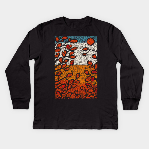 Winter Sun | Autumn's Last Glow Folk Art Kids Long Sleeve T-Shirt by TuncGK