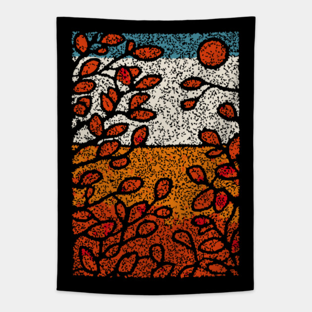 Winter Sun | Autumn's Last Glow Folk Art Tapestry by TuncGK