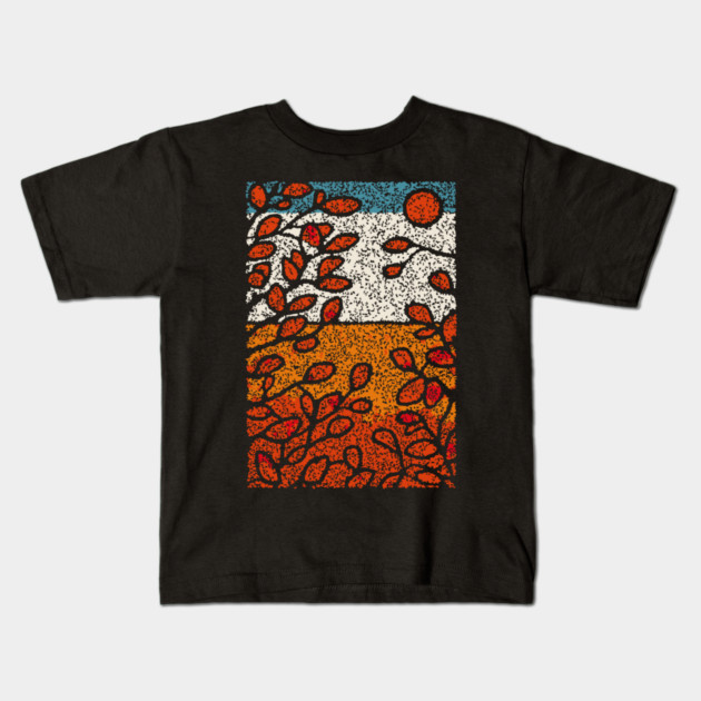 Winter Sun | Autumn's Last Glow Folk Art Kids T-Shirt by TuncGK