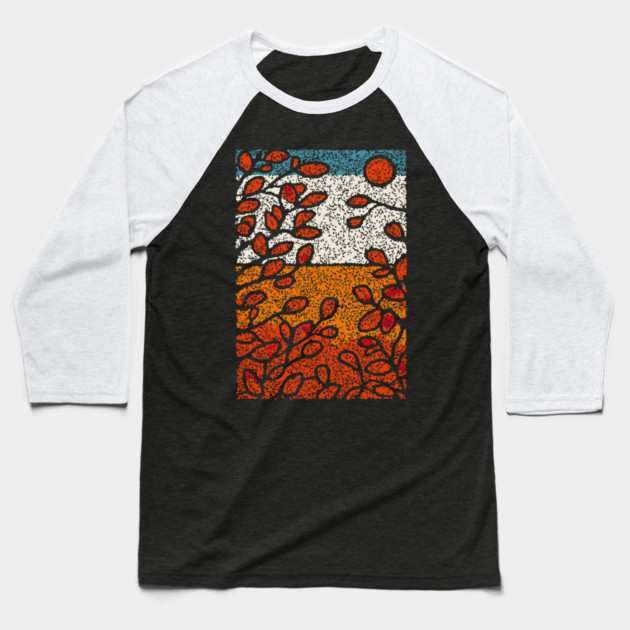 Winter Sun | Autumn's Last Glow Folk Art Baseball T-Shirt by TuncGK