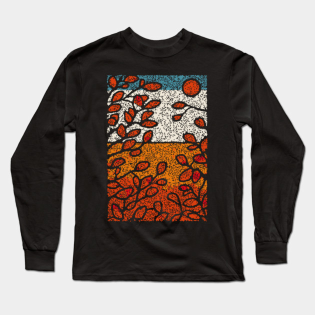 Winter Sun | Autumn's Last Glow Folk Art Long Sleeve T-Shirt by TuncGK