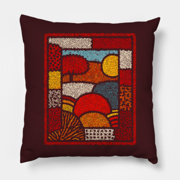 Framed Autumn Equinox | A Modern Folk Art Tapestry Pillow by TuncGK