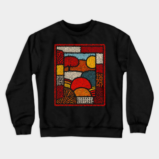 Framed Autumn Equinox | A Modern Folk Art Tapestry Crewneck Sweatshirt by TuncGK