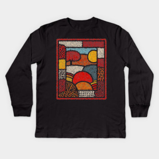 Framed Autumn Equinox | A Modern Folk Art Tapestry Kids Long Sleeve T-Shirt