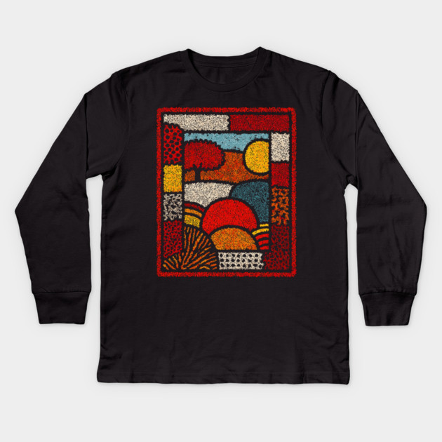 Framed Autumn Equinox | A Modern Folk Art Tapestry Kids Long Sleeve T-Shirt by TuncGK