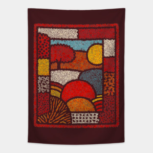 Framed Autumn Equinox | A Modern Folk Art Tapestry Tapestry