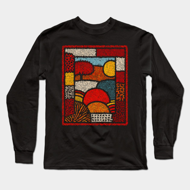 Framed Autumn Equinox | A Modern Folk Art Tapestry Long Sleeve T-Shirt by TuncGK