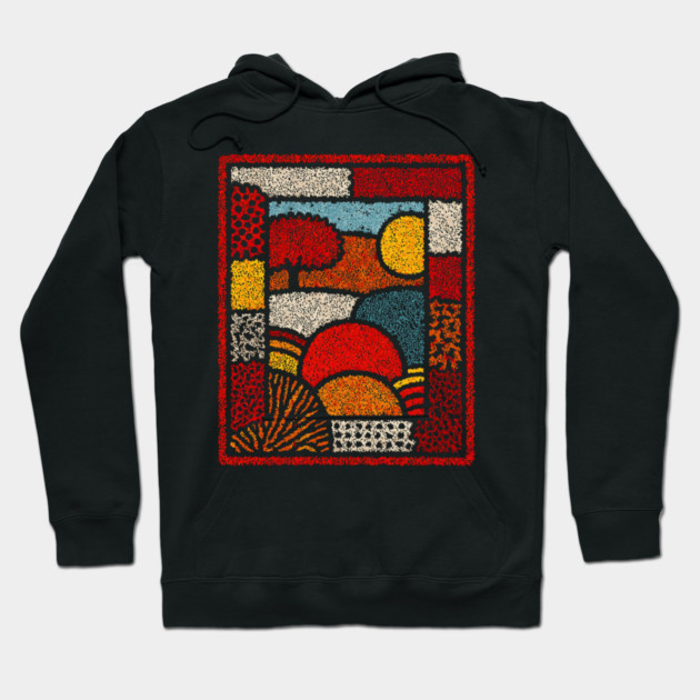 Framed Autumn Equinox | A Modern Folk Art Tapestry Hoodie by TuncGK