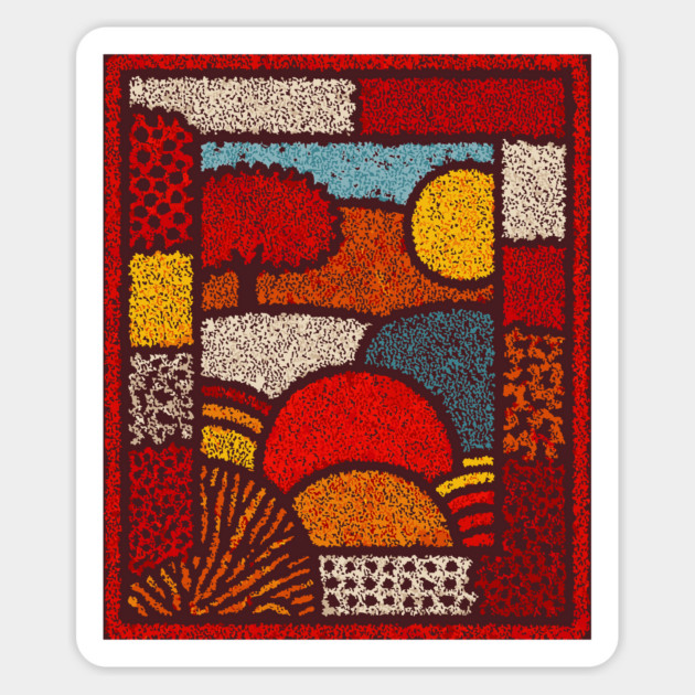 Framed Autumn Equinox | A Modern Folk Art Tapestry Magnet by TuncGK