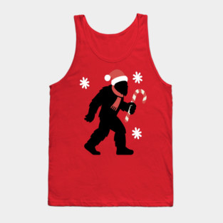 Christmas Bigfoot Santa and Candy Cane Tank Top