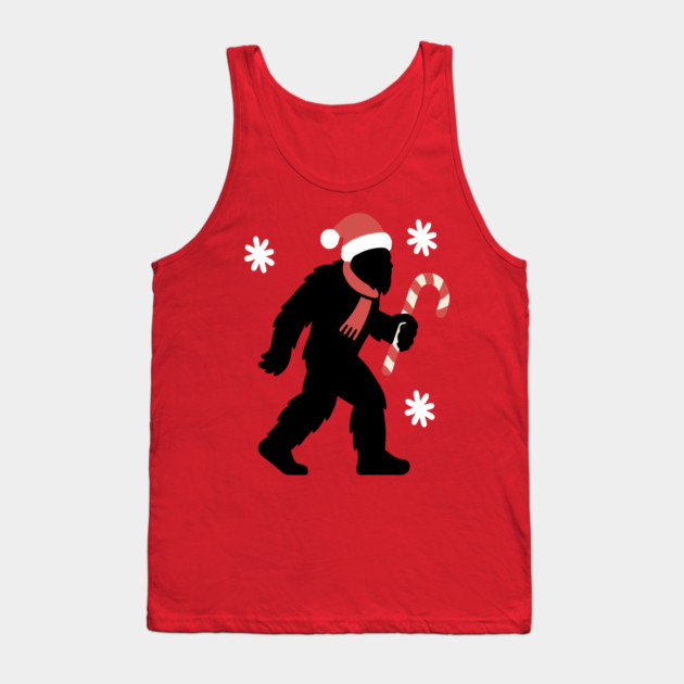 Christmas Bigfoot Santa and Candy Cane Tank Top by DonWillisJrArt