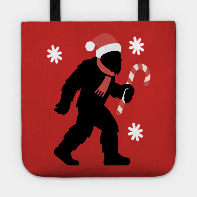 Christmas Bigfoot Santa and Candy Cane Tote by DonWillisJrArt