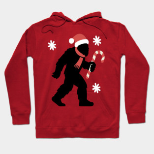 Christmas Bigfoot Santa and Candy Cane Hoodie