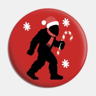 Christmas Bigfoot Santa and Candy Cane Pin
