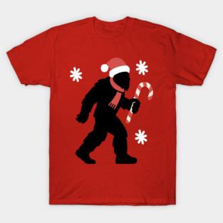 Christmas Bigfoot Santa and Candy Cane T-Shirt