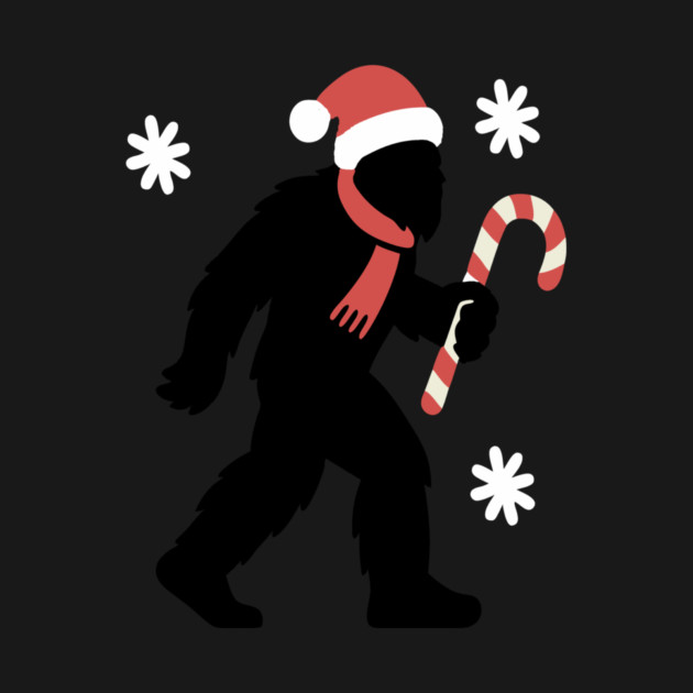 Christmas Bigfoot Santa and Candy Cane by DonWillisJrArt