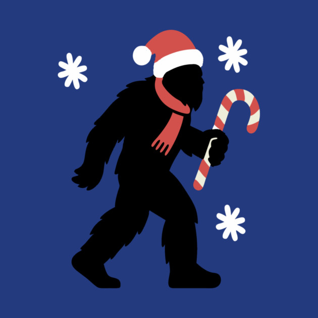 Christmas Bigfoot Santa and Candy Cane by DonWillisJrArt