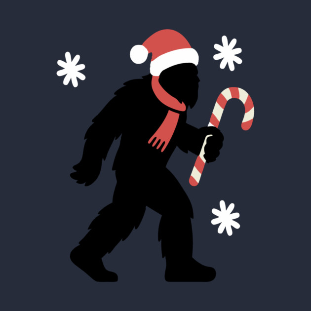 Christmas Bigfoot Santa and Candy Cane by DonWillisJrArt