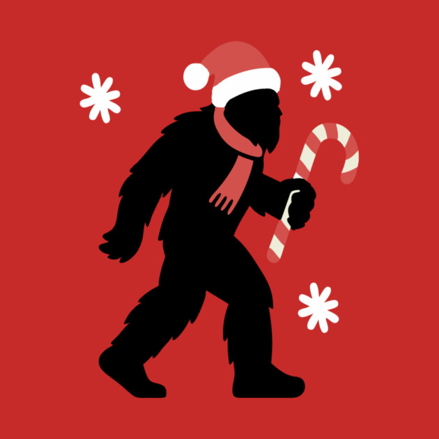 Christmas Bigfoot Santa and Candy Cane by DonWillisJrArt
