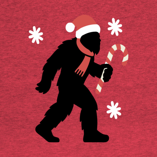 Christmas Bigfoot Santa and Candy Cane by DonWillisJrArt