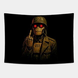 Gi Robot Flipping the Bird Tapestry