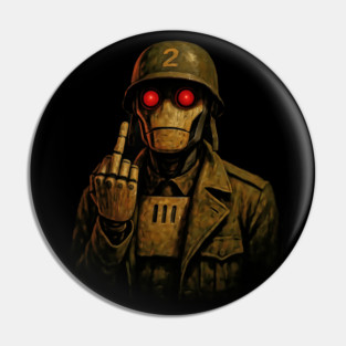 Gi Robot Flipping the Bird Pin
