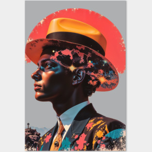 REVISTANGO #518 - Surreal Man in Yellow Fedora Hat with Cosmic Exploding Brain Effect and Patterned Blazer Abstract Sci-Fi Vintage Art Retro Style Comic Pulp Posters and Art