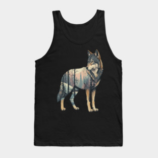 Majestic Wolf With Forest Silhouette Tank Top