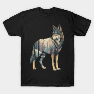 Majestic Wolf With Forest Silhouette T-Shirt