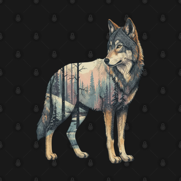 Majestic Wolf With Forest Silhouette by BirdsnStuff
