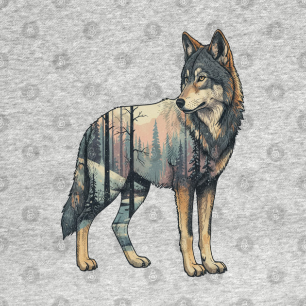 Majestic Wolf With Forest Silhouette by BirdsnStuff