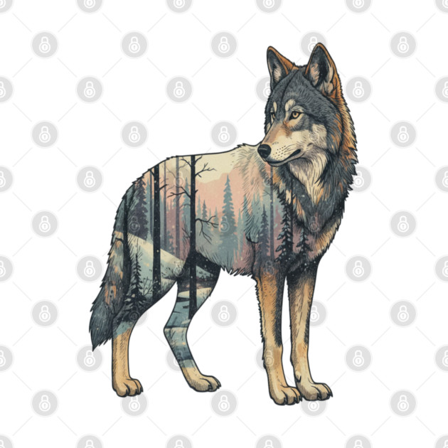 Majestic Wolf With Forest Silhouette by BirdsnStuff