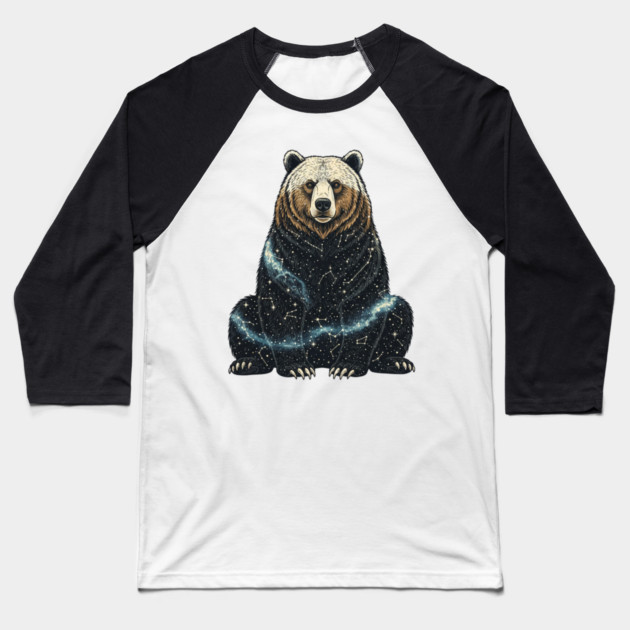 Cosmic Bear With Starry Constellations Baseball T-Shirt by BirdsnStuff