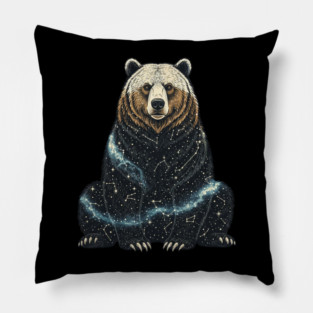Cosmic Bear With Starry Constellations Pillow