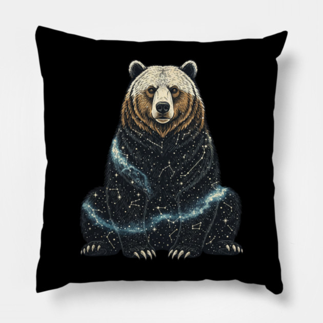 Cosmic Bear With Starry Constellations Pillow by BirdsnStuff