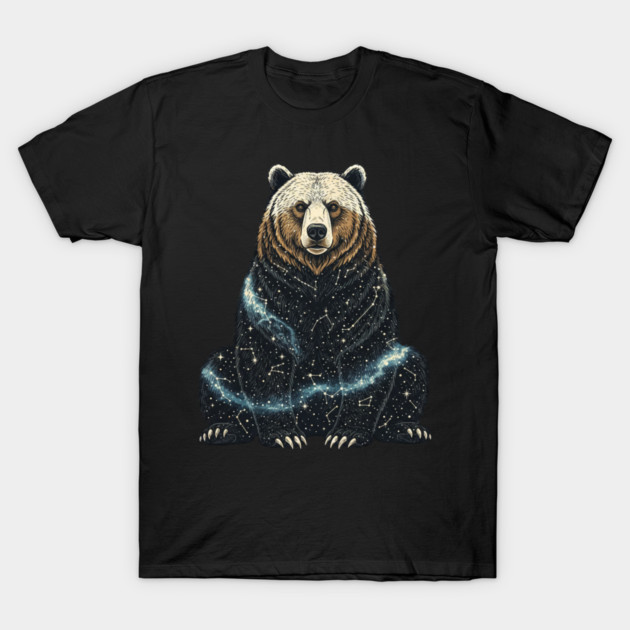 Cosmic Bear With Starry Constellations T-Shirt by BirdsnStuff