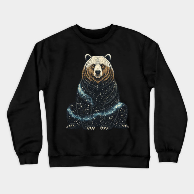 Cosmic Bear With Starry Constellations Crewneck Sweatshirt by BirdsnStuff