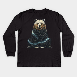 Cosmic Bear With Starry Constellations Kids Long Sleeve T-Shirt
