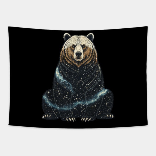 Cosmic Bear With Starry Constellations Tapestry by BirdsnStuff