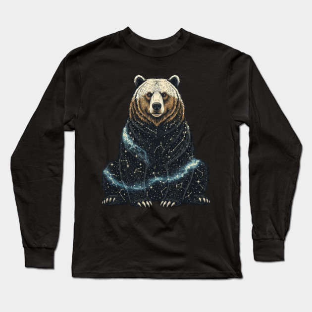 Cosmic Bear With Starry Constellations Long Sleeve T-Shirt by BirdsnStuff