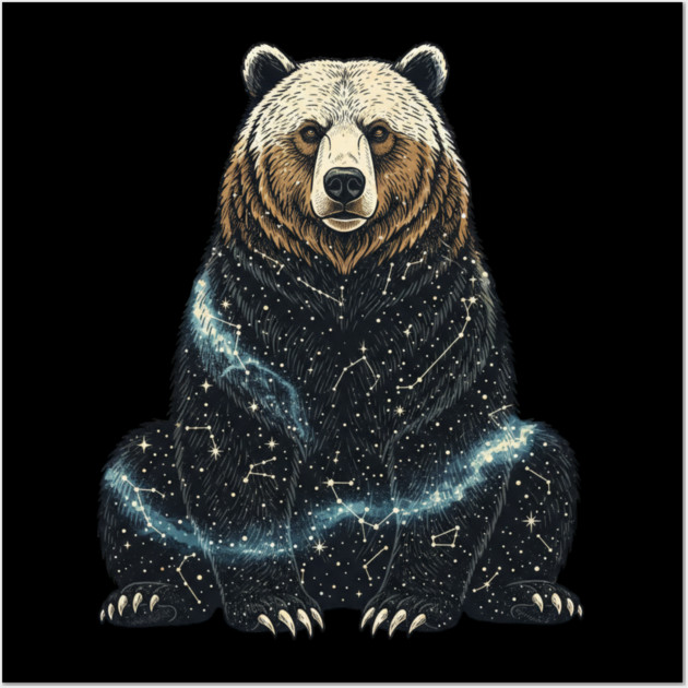 Cosmic Bear With Starry Constellations Wall Art by BirdsnStuff