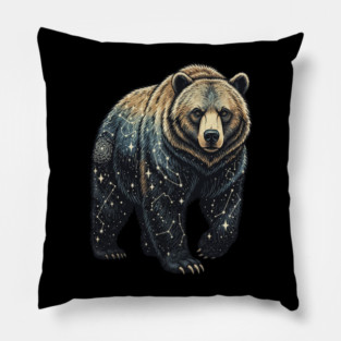 Celestial Bear Cosmic Wildlife Art Pillow
