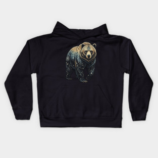 Celestial Bear Cosmic Wildlife Art Kids Hoodie