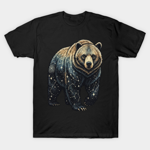 Celestial Bear Cosmic Wildlife Art T-Shirt by BirdsnStuff