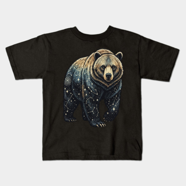 Celestial Bear Cosmic Wildlife Art Kids T-Shirt by BirdsnStuff