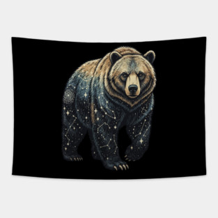 Celestial Bear Cosmic Wildlife Art Tapestry