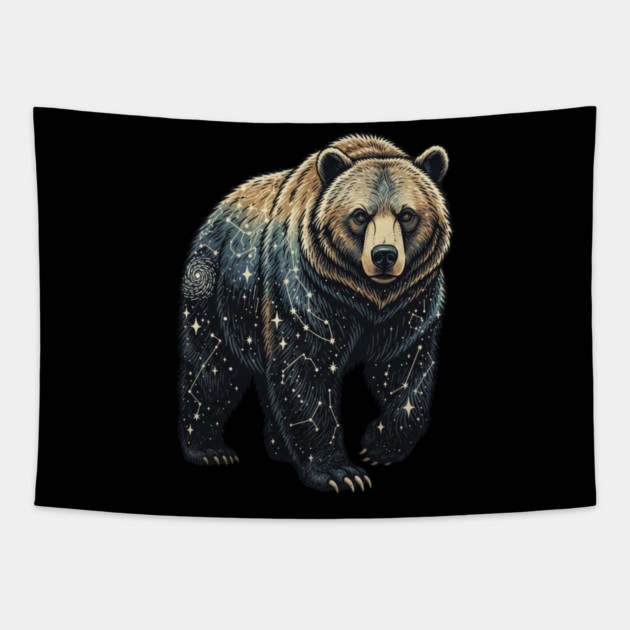 Celestial Bear Cosmic Wildlife Art Tapestry by BirdsnStuff