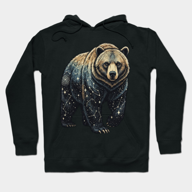 Celestial Bear Cosmic Wildlife Art Hoodie by BirdsnStuff