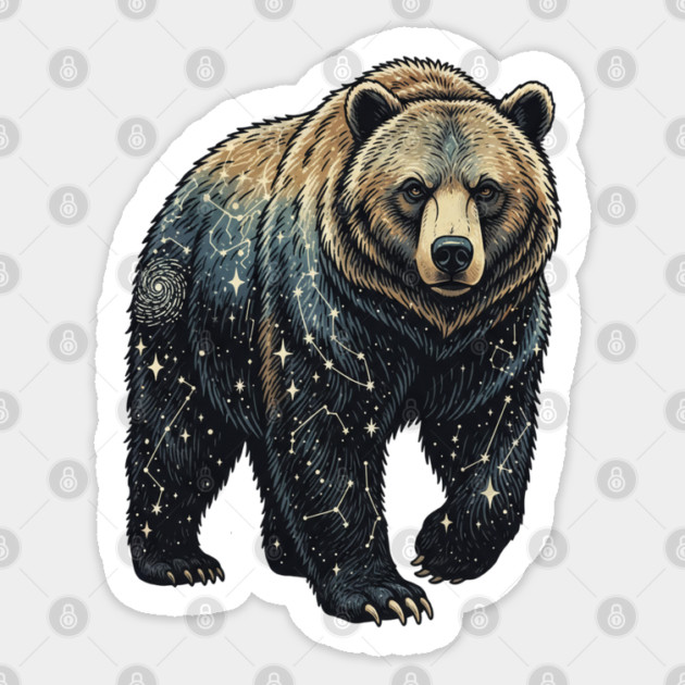 Celestial Bear Cosmic Wildlife Art Sticker by BirdsnStuff