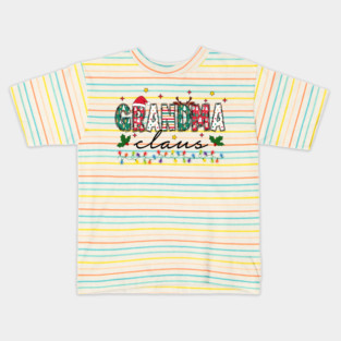 Festive Grandma Christmas Lights Holiday Reindeer Santa Hat Holly Gift Kids T-Shirt